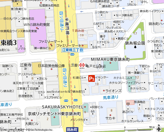 亀戸北口支店付近の地図